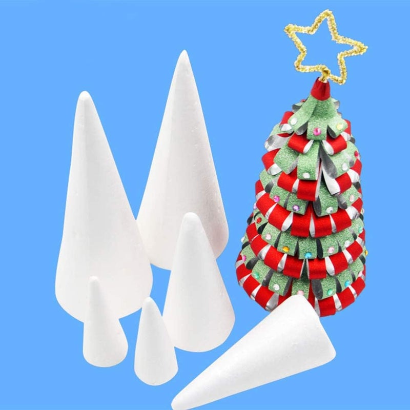 comfrt Foam Tree Cones, 2pcs White Styrofoam Polystyrene Christmas Tree Foam Cones for DIY Crafts, Xmas Party Decor, Christmas Gnomes, Table Centerpiece, 14.3cm/ 5.63 inches - Image 3