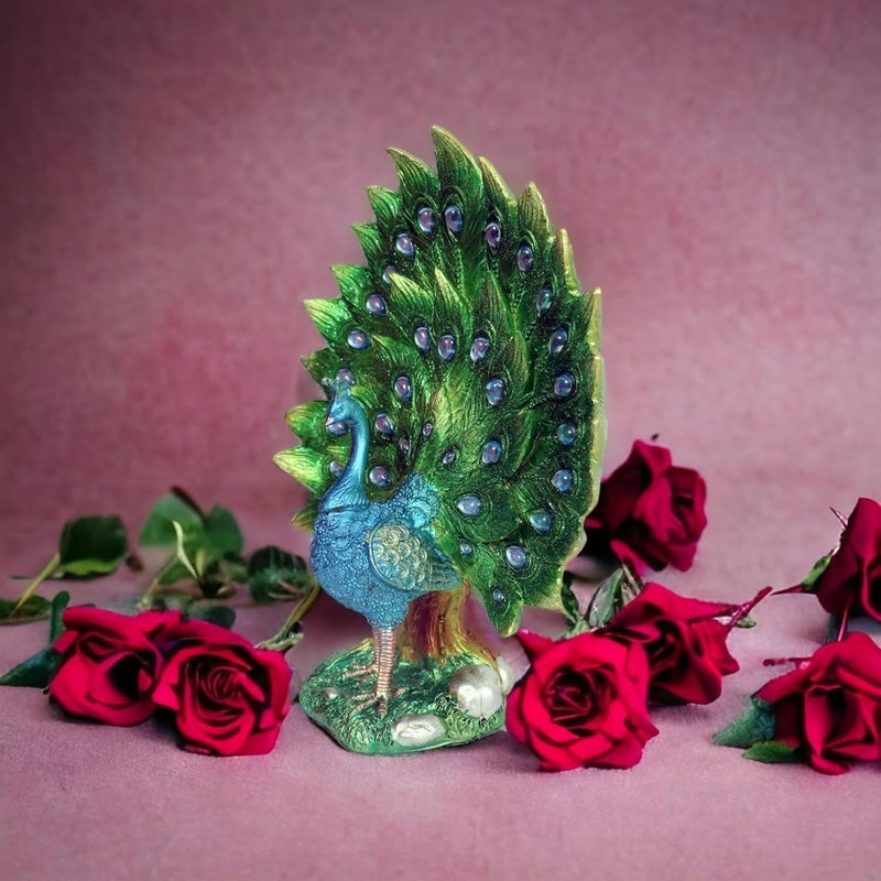 Chocozone Dancing Peacock Showpieces for Living Room Decorative Items for Bedroom Home Decor Items (27cm*24cm) - Image 1