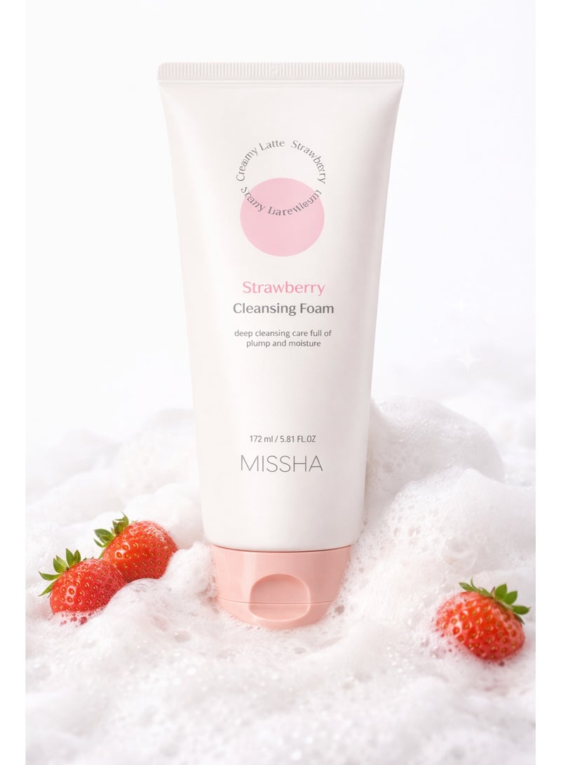Missha Creamy Latte Cleansing Foam Strawberry – Deep Cleansing & Moisturizing Face Wash 172ml - Image 3