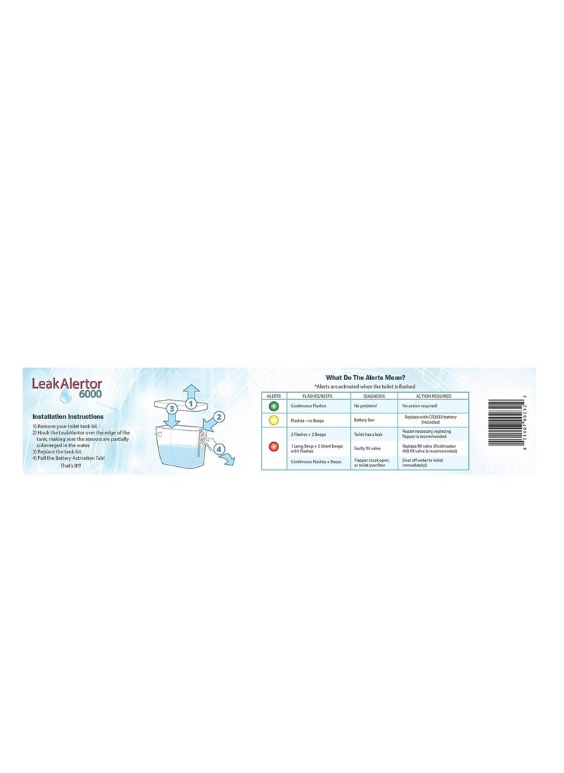 LeakAlertor - Toilet Leak Detector Installs in Seconds No Tools Required Detects Leaks Running Toilets and Other Problems that Cause High Water Bills Visual and Audible Alerts - Image 1