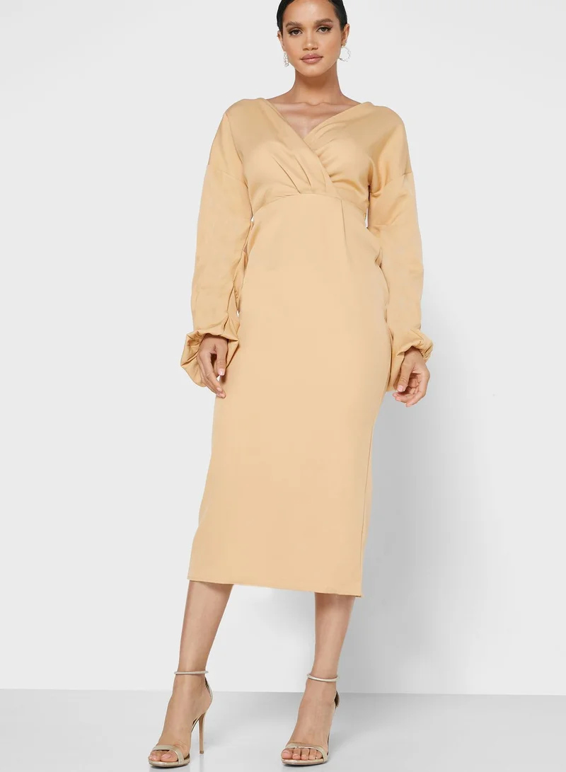 ELLA Fallen Shoulder Pencil Dress