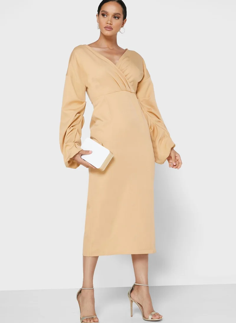 ELLA Fallen Shoulder Pencil Dress