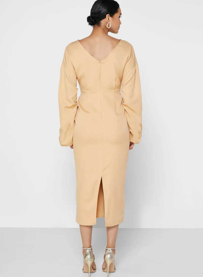 ELLA Fallen Shoulder Pencil Dress