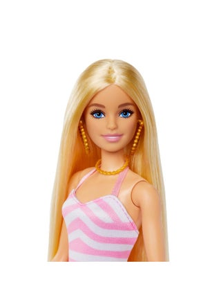 Doll with Pink and White Swimsuit, Sun Hat, Tote Bag and Beach-Themed Accessories - view 4
