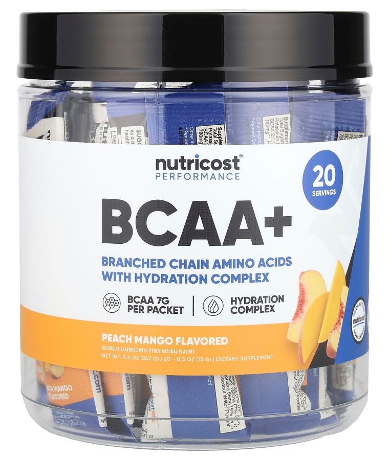 Nutricost Performance BCAA+ Peach Mango 20 Packets 0.5 oz (13 g) Each