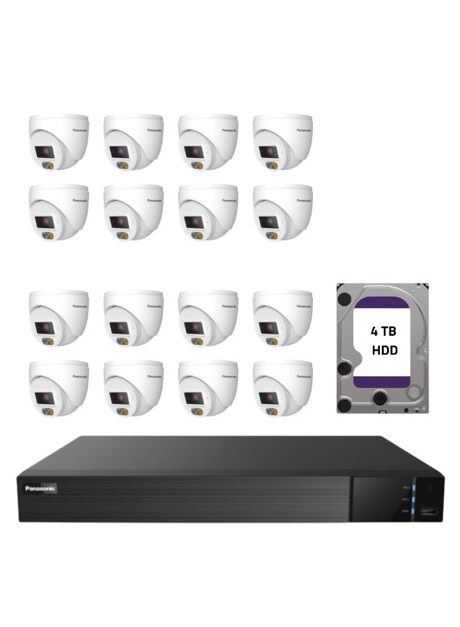 Panasonic 16 Channel CCTV Security Surveillance Panasonic NVR Kit (Bundle 6) | 4MP IP67 QHD IP Cameras (16 turret) + 16CH PoE NVR + 4TB Branded Surveillance HDD - Image 1