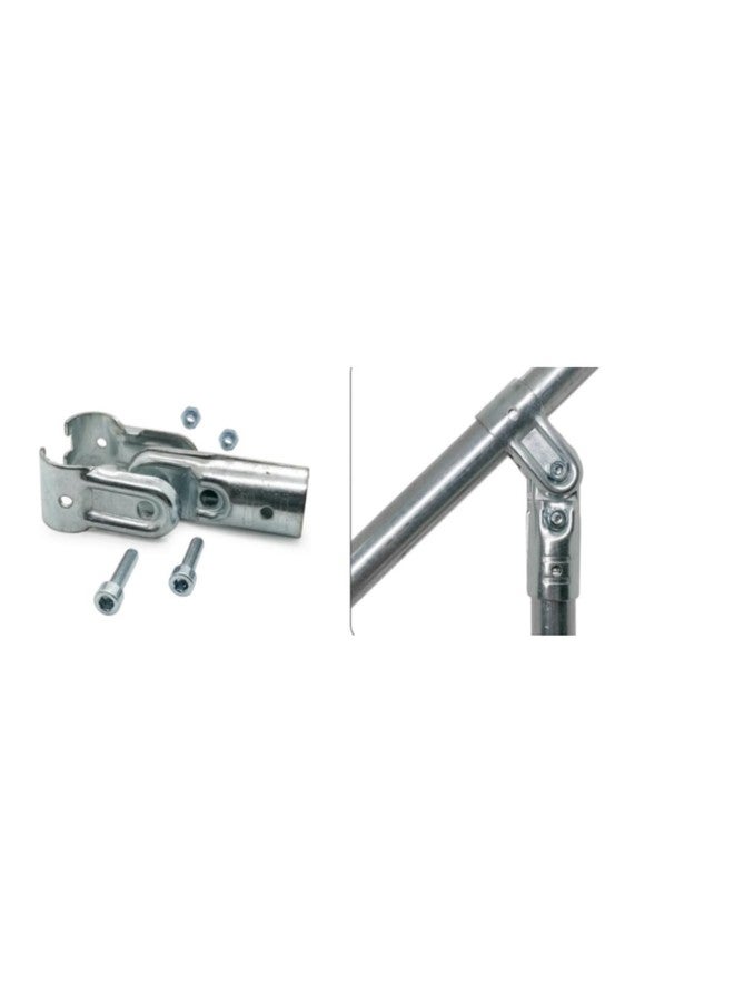 FLEXKEA 2 Pcs Adjustable 2-Way Pipe Clamp,Fit for 1 Inch (25.4 mm) OD Steel Pipe,Chain Link Fence Clamps, Steel End Rail Clamps, Galvanized Fence Pipe (Bolts/Nuts Included) for DIY Rack, Shelf and Cart - Image 5