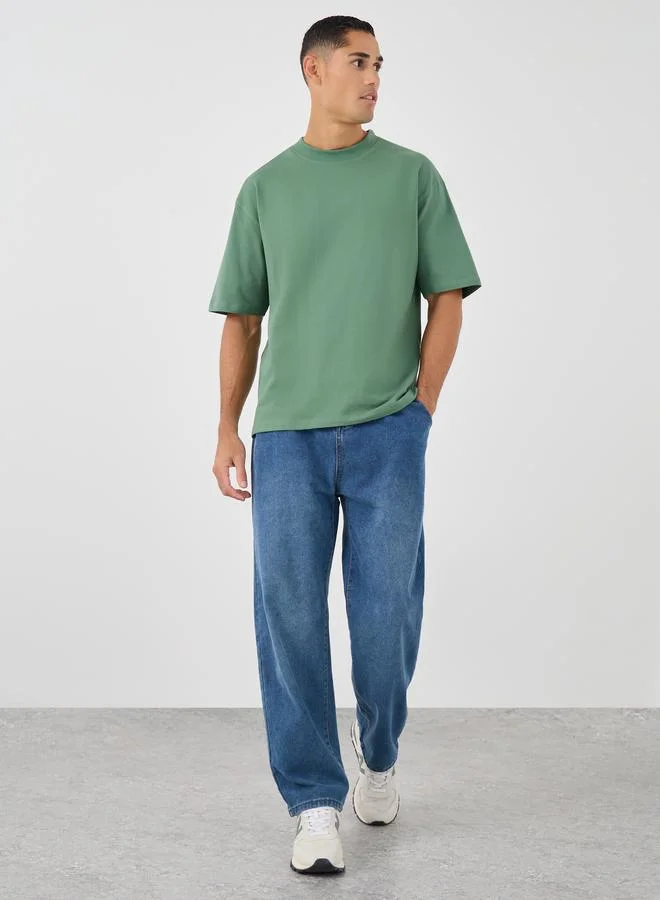 Styli Styli Crop Boxy Fit Crew Neck T-Shirt
