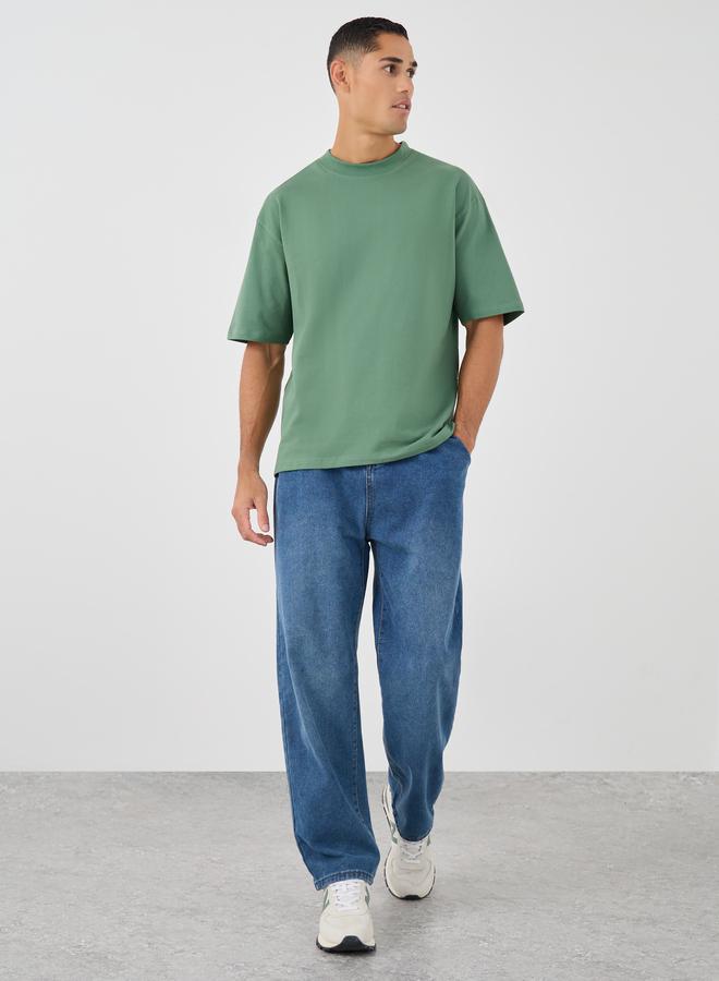 Styli Crop Boxy Fit Crew Neck T-Shirt - Image 2