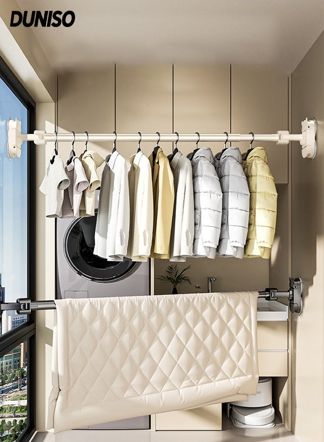 DUNISO Adjustable Suction Cup Clothes Rack，Household Wall Mounted Adjustable Holders,Wall Mounted Telescopic Clothesline Rack，Space Saving,Used for Balconies, Bathrooms, and Wardrobes,49-79cm - Image 1