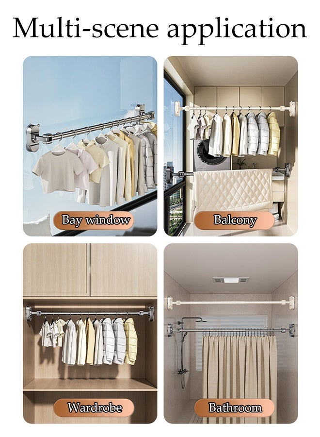 DUNISO Adjustable Suction Cup Clothes Rack，Household Wall Mounted Adjustable Holders,Wall Mounted Telescopic Clothesline Rack，Space Saving,Used for Balconies, Bathrooms, and Wardrobes,49-79cm - Image 5