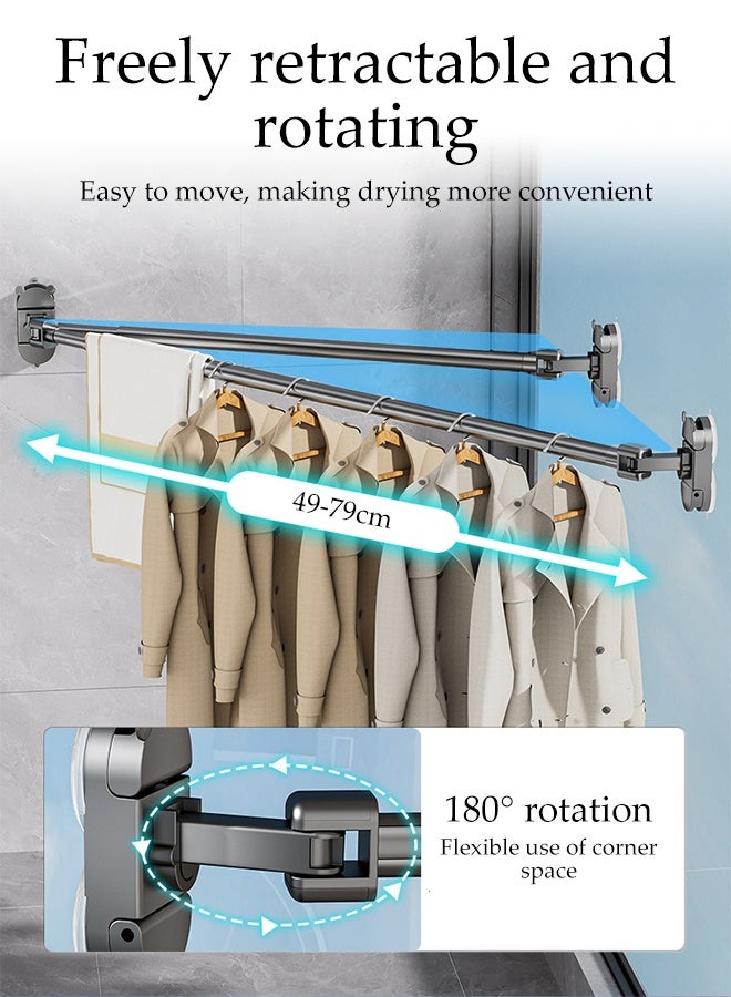 DUNISO Adjustable Suction Cup Clothes Rack，Household Wall Mounted Adjustable Holders,Wall Mounted Telescopic Clothesline Rack，Space Saving,Used for Balconies, Bathrooms, and Wardrobes,49-79cm - Image 4