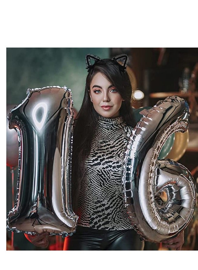 SOLARAE Headbands, Sweet Cat Ears Headband, Rabbit Ears Hairbands, Thin Metal Bands with Cloth Wrapped Rubber, Crown Tiara Headpiece for Masquerade Party Birthday Headwear Cosplay (4Pcs) - Image 3