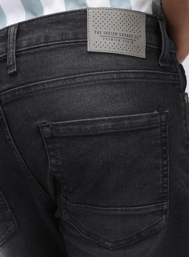 The Indian Garage Co Black The Indian Garage Co Men Dark Wash Slim Fit Black Jeans for Men | Best Price UAE