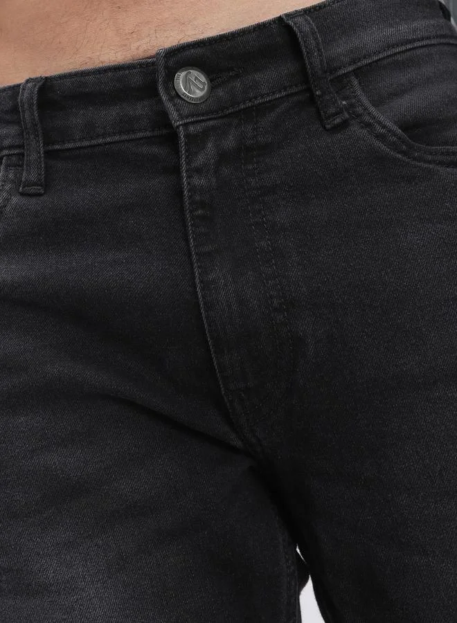 The Indian Garage Co Black The Indian Garage Co Men Dark Wash Slim Fit Black Jeans for Men | Best Price UAE