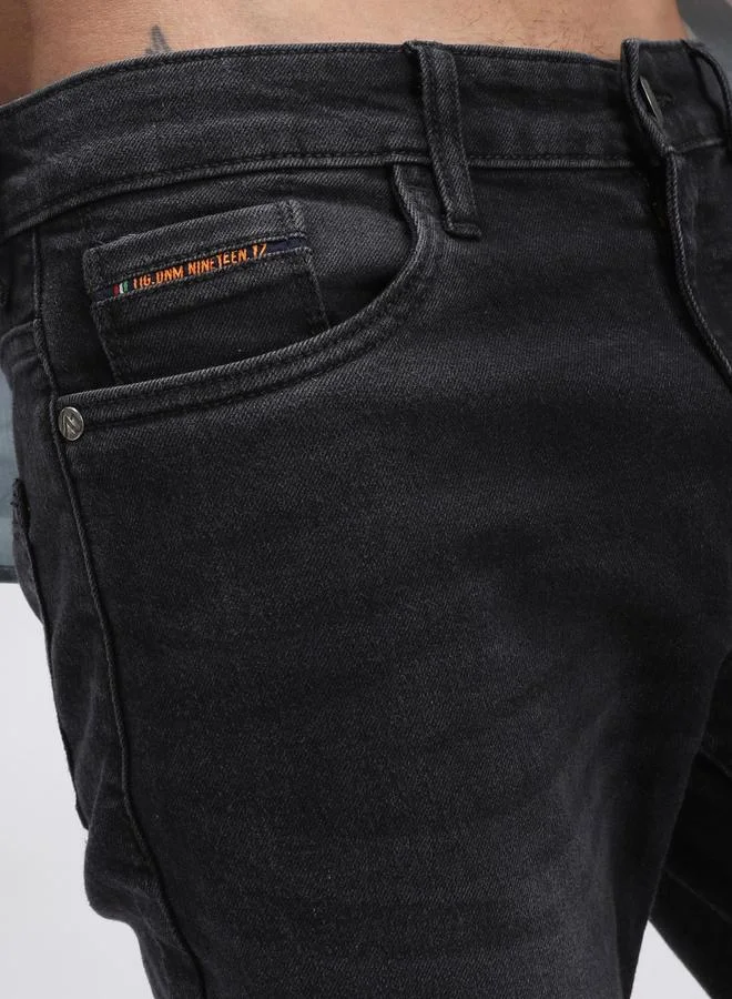 The Indian Garage Co Black The Indian Garage Co Men Dark Wash Slim Fit Black Jeans for Men | Best Price UAE