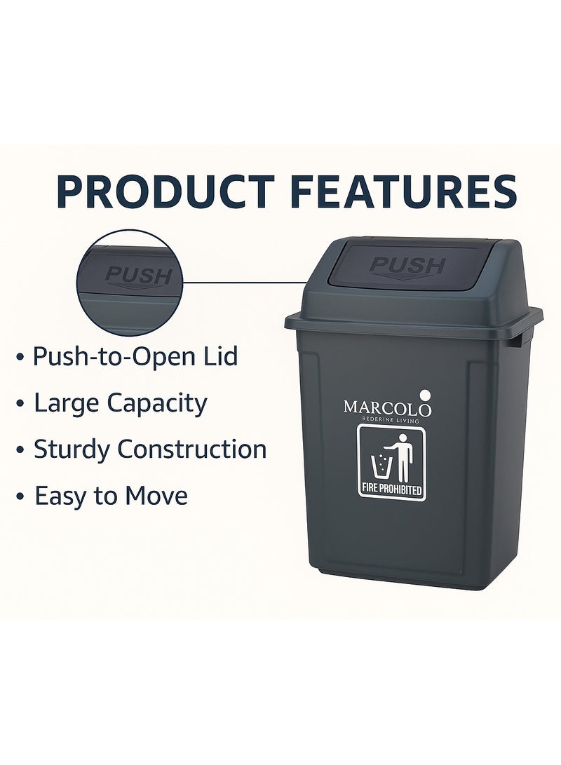ماركولو ChatGPT said:  سلة نفايات بغطاء دفع – 40 لتر | سلة قمامة رمادية للاستخدام الداخلي والخارجي - Image 5