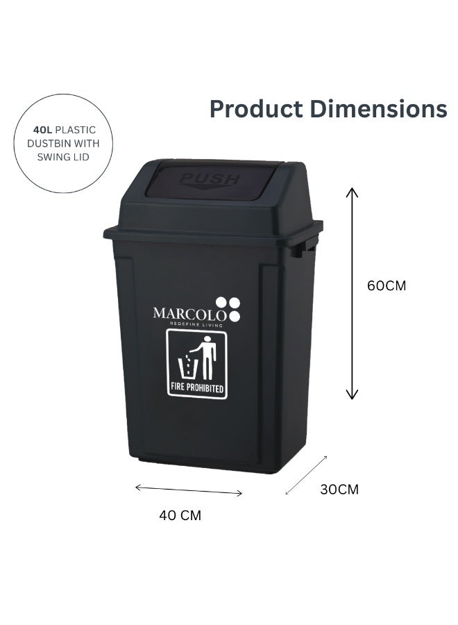 ماركولو ChatGPT said:  سلة نفايات بغطاء دفع – 40 لتر | سلة قمامة رمادية للاستخدام الداخلي والخارجي - Image 2