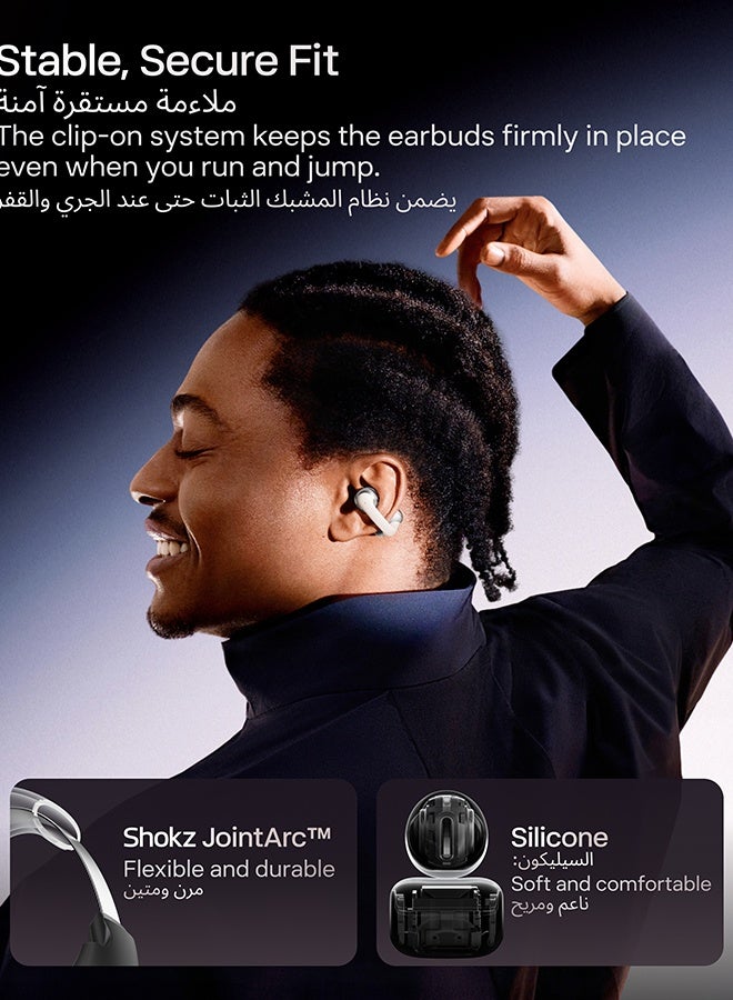 SHOKZ OpenDots ONE Open Ear Headphones with Dolby Audio, Bluetooth 5.4, 40 Hours Playtime, IP54 Water Resistance - Grey Grey - Image 4
