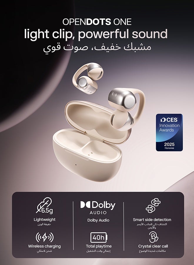 SHOKZ OpenDots ONE Open Ear Headphones with Dolby Audio, Bluetooth 5.4, 40 Hours Playtime, IP54 Water Resistance - Grey Grey - Image 2