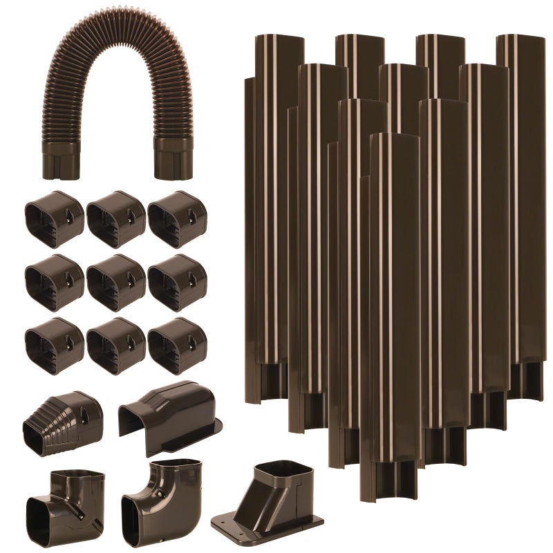 GUEQUITLEX 3 W 161 Ft Line Set Cover Kit for Mini Split Air Conditioner Brown Decorative PVC Line Cover Kit for Central Air Conditioner Mini Split AC Cover for Outside Heat Pumps Tubing Cover