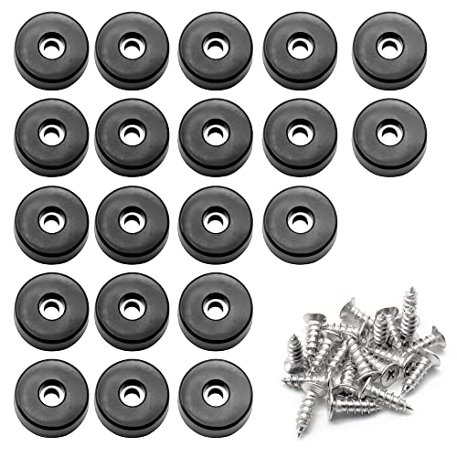 Otrestodyl Rubber Cutting Board Feet with Stainless Washer and Screws, 1 inch Black Round Rubber Feet, Non Slip Bumper Pads for Furniture, Electronics & Application,20 Pack - Image 1