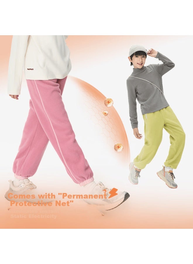 Onmygame Nuonuo Family Children's Fleece-lined Long Pants Autumn Winter Boys Girls Warm Dark Orange 160 - Image 4