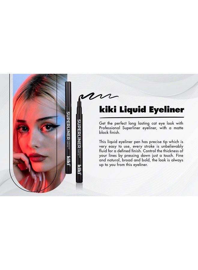 KIKI Superliner Liquid Eyeliner Pen Black Smudge proof All Day Vegan Formula Cruelty Free Smudge Proof All Day - Image 5