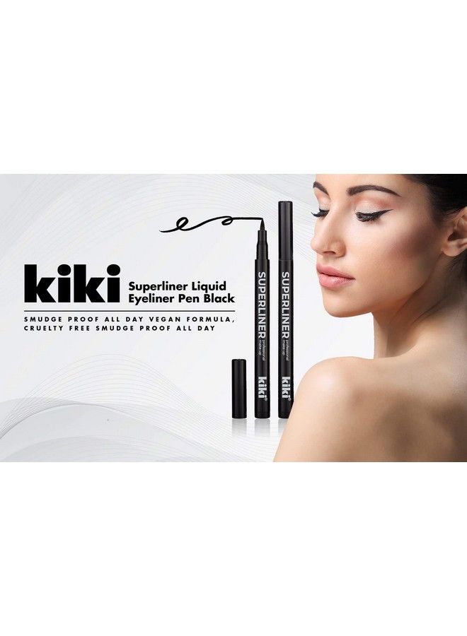 KIKI Superliner Liquid Eyeliner Pen Black Smudge proof All Day Vegan Formula Cruelty Free Smudge Proof All Day - Image 3