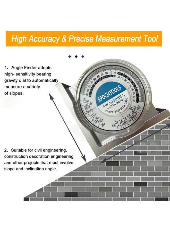 High Precision Magnetic Angle Finder 1pc Strong Tilt Gauge Easy Read Scale for Construction Engineering - Image 4
