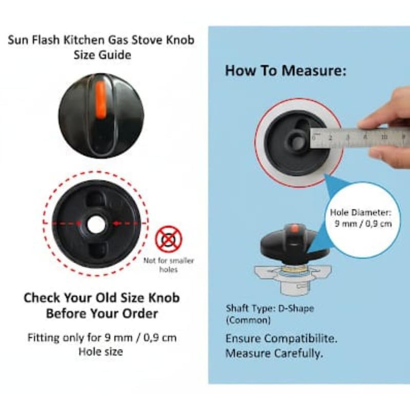 SUN FLASH مقبض موقد الغاز 3 قطع - رمز الطراز 148 متوافق مع بريستيج، باترفلاي، أوشا، سوريا، صن فليم، سوبر فليم موقد الغاز، والمزيد (عبوة من 3 رمز الطراز 10) - Image 2