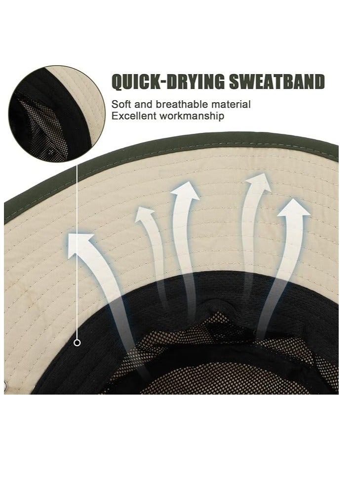 Excefore Waterproof Bucket Hat for Men Women, Quick Dry Wide Brim Boonie Hat Outdoor Fishing Hat with Neck Flap UV Protection Outdoor Sun Protective Jungle Hat Safari Hat Fishing Hat Unisex Khaki - Image 5