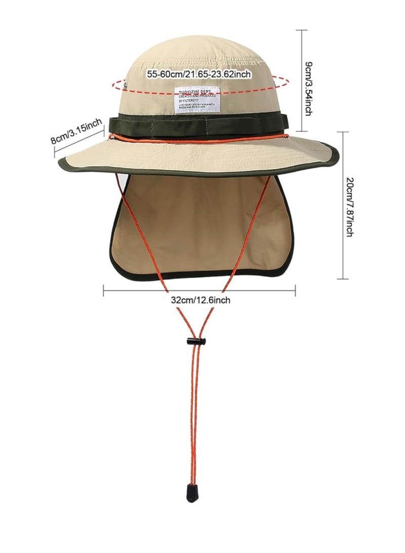 Excefore Waterproof Bucket Hat for Men Women, Quick Dry Wide Brim Boonie Hat Outdoor Fishing Hat with Neck Flap UV Protection Outdoor Sun Protective Jungle Hat Safari Hat Fishing Hat Unisex Khaki - Image 4