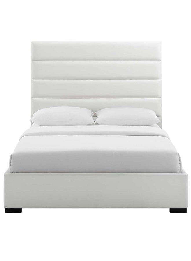 A to Z Furniture Makan Faux Leather Bed 160x200cm Queen size Bed in White Color