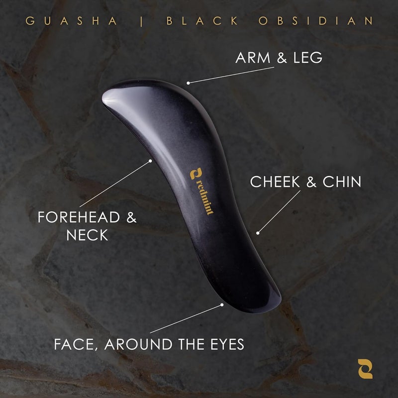 Redmint Black Obsidian Mega Body Gua Sha Massage Tool Rooted in Ancient TCM Wisdom Muscle Scraper Tool Muscle Relief Body Manual Massager for Fascia Back Neck Whole Body Massage - Image 4