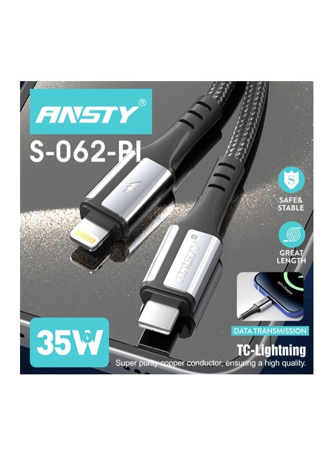 ANSTY S-062-PI Lightning Cable - 35W Fast Charge (PD), High-Speed Data Sync, Reinforced Durable & Tangle-Free Design - Image 2
