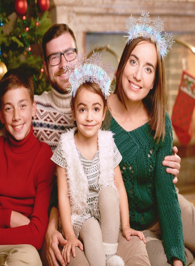 minkissy 2pcs Snowflake Headband Christmas - Bling Party Headbands - Shiny Snowflake Headband for Women - Festival Headbands for Christmas Cosplay party (Pink+White) - Image 3