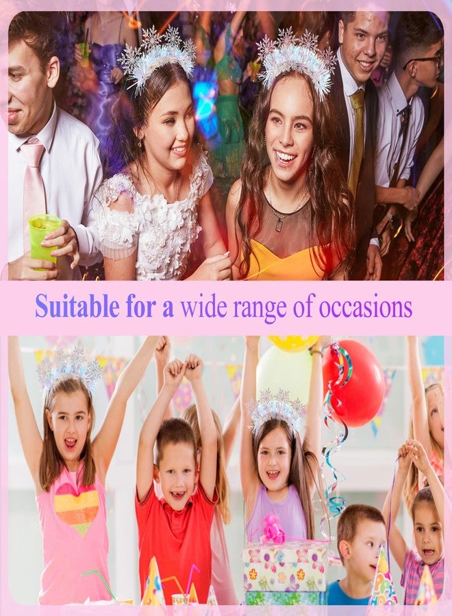 minkissy 2pcs Snowflake Headband Christmas - Bling Party Headbands - Shiny Snowflake Headband for Women - Festival Headbands for Christmas Cosplay party (Pink+White) - Image 5