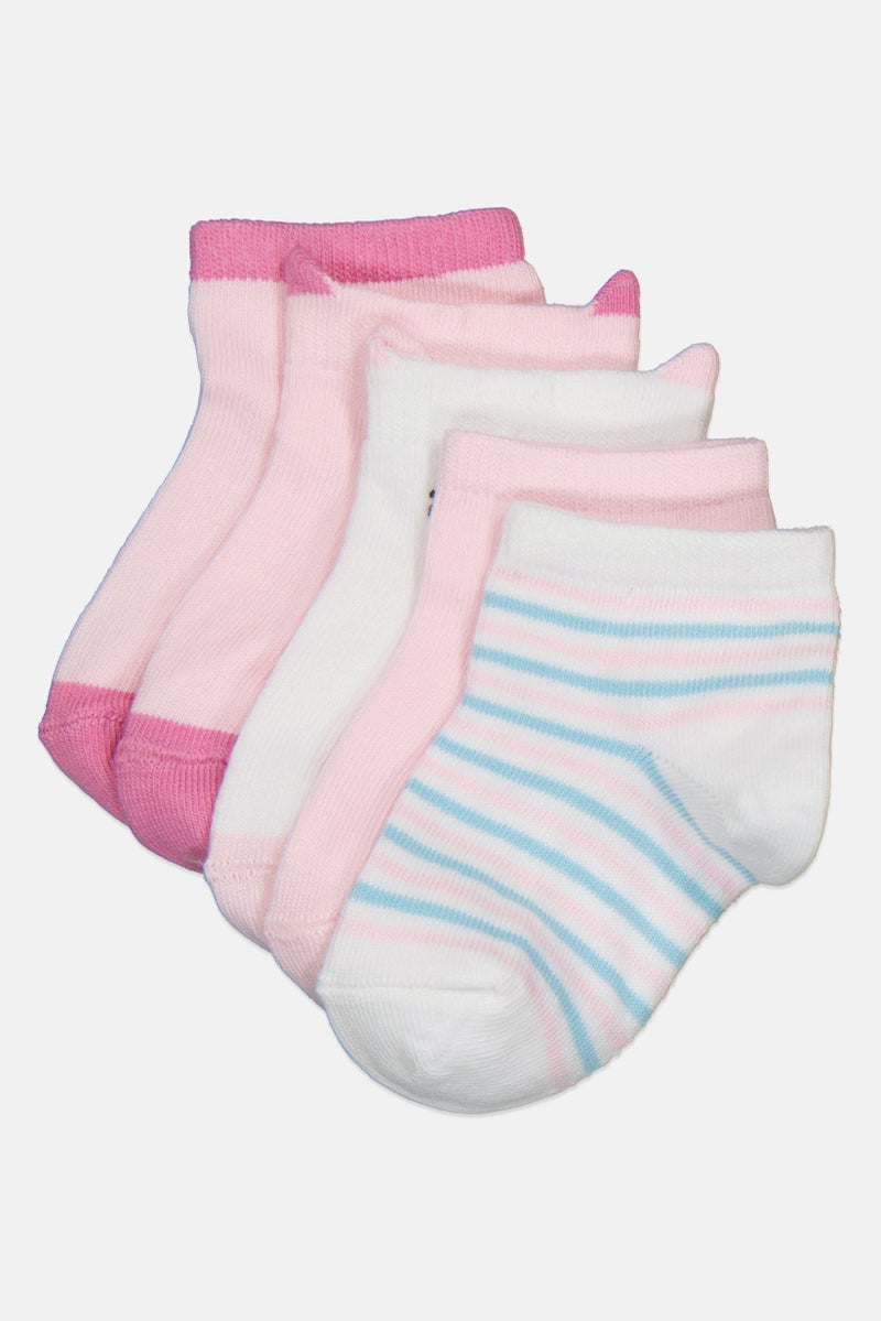 Joe Boxer Toddlers Girl 5 Pairs Graphic Print Ankle Socks, Multicolor - Image 1