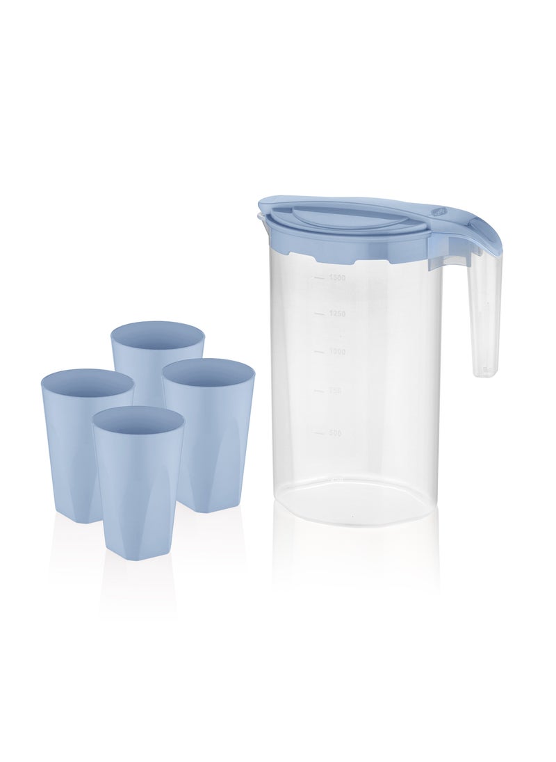 DELCASA 5pcs Drink Set 1750ml Water Jug with 4pcs Glass DC2552  - Image 1