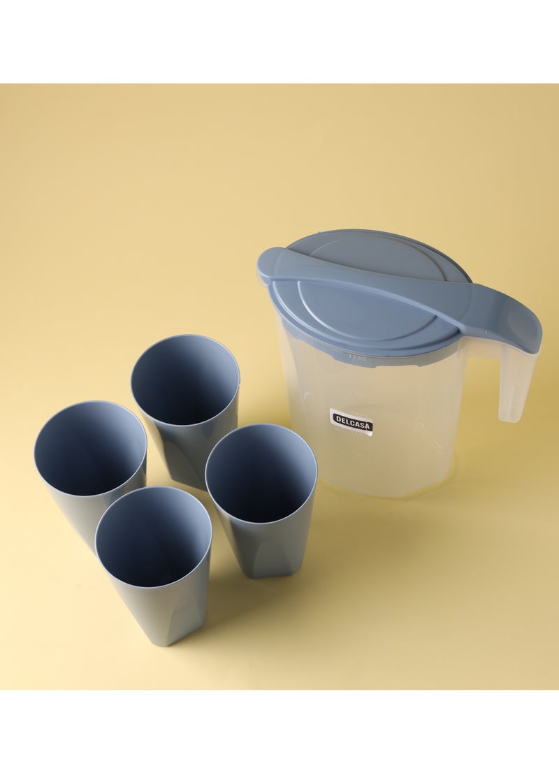 DELCASA 5pcs Drink Set 1750ml Water Jug with 4pcs Glass DC2552  - Image 3