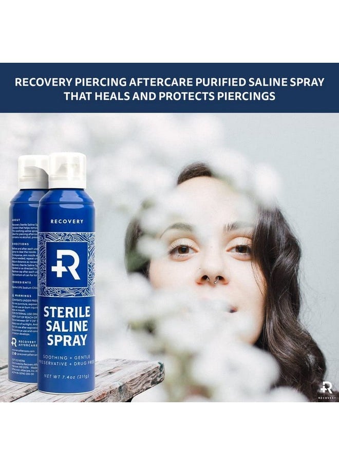 Recovery Aftercare - - Piercing Aftercare Spray - 100% Pure Saline Solution - Saline Spray To Help Heal + Protect New Piercings - Ear Piercing Kit Essential (7.4 Oz) - Image 1