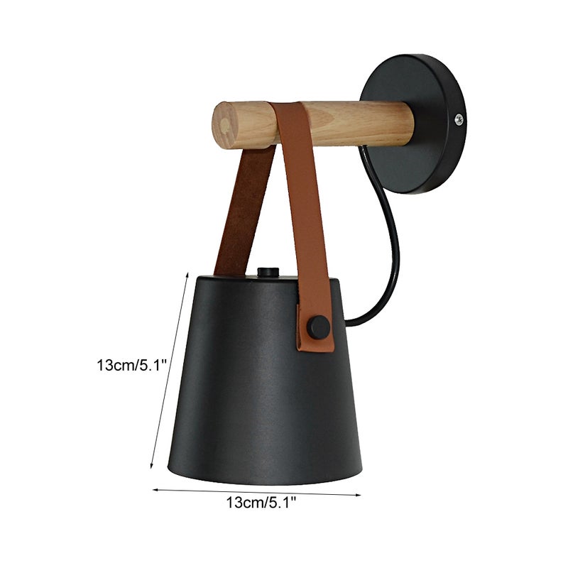 110-240V Indoor LED Wall Light Wood Sconce Lamp for Bedroom Lving Room Corridor Black - Image 2