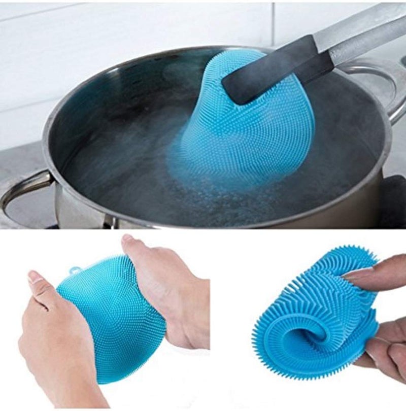 RRJ Cleaning Supplies Sponges Silicone Scrubber for Kitchen Non Stick Dishwashing Baby Care Sponge Brush Household Health Tool Multicolor 5pcs - Image 4