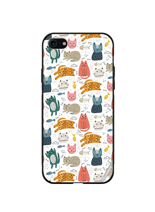VR CREATIVE Protective Case Cover For Apple iPhone SE (2022) Chilling Cat Pattern Design Multicolour - Image 1