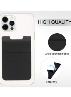 SYOSI Phone Card Holder, Card Holder Attaches to Phone, Elastic Adhesive ID Credit Card Wallet for Back of Phone, Compatible with iPhone / Samsung / Android Smartphone (2 Pack, Black & Grey)  - Image 3