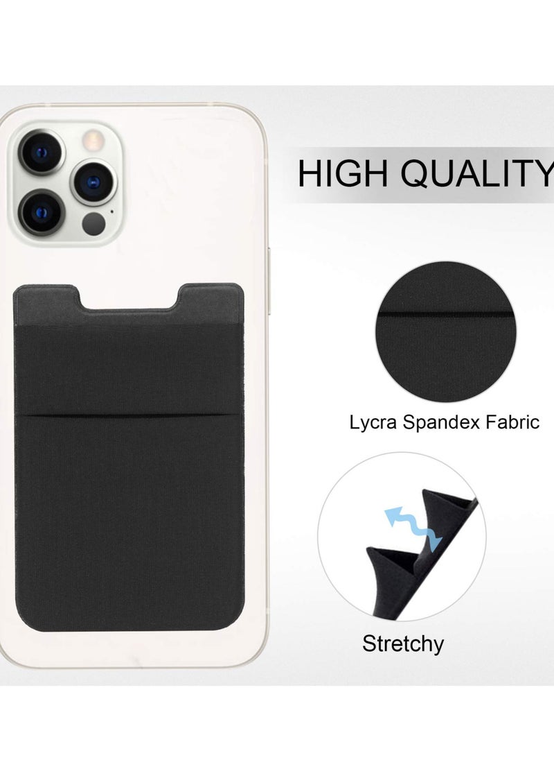 SYOSI Phone Card Holder, Card Holder Attaches to Phone, Elastic Adhesive ID Credit Card Wallet for Back of Phone, Compatible with iPhone / Samsung / Android Smartphone (2 Pack, Black & Grey)  - Image 3