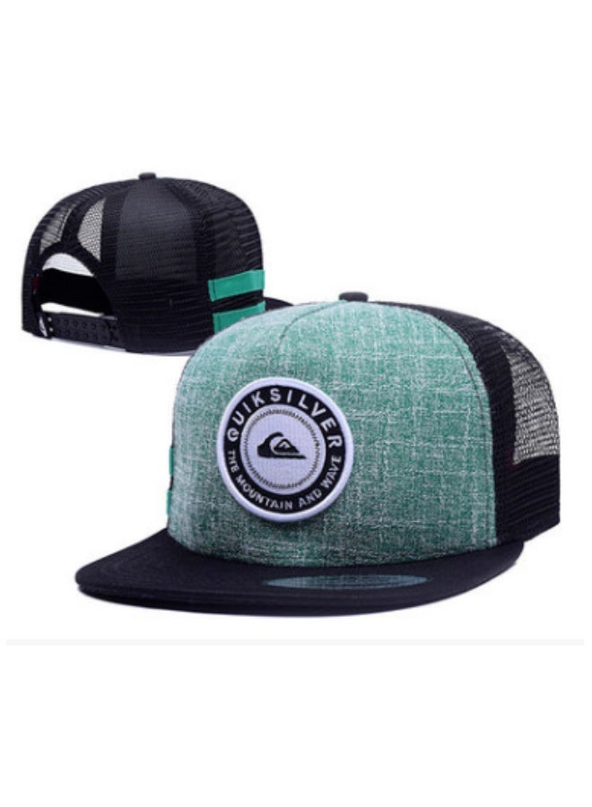 QUIKSILVER قبعة شاحنة كويكسيلفر باللونين الأخضر والأسود مع شعار دائري