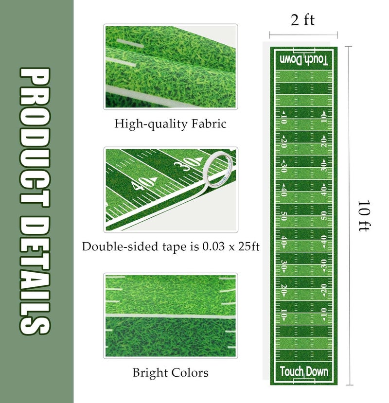 MUNILAIL 10 ft Football Field Floor Runner Football Party Decorations Long Football Runner Rugs for Game Day Birthday Party Supplies Football Table Runners - Image 2