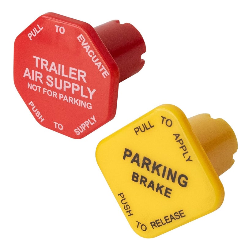 AUPARTIK Parking Brake & Trailer Air Supply Mv-3 Knob Yellow & Red Fit for Peterbilt Kenworth Volvo Western Star Truck Air Brake Knobs for Semi Trucks 298818 298817 - Image 1